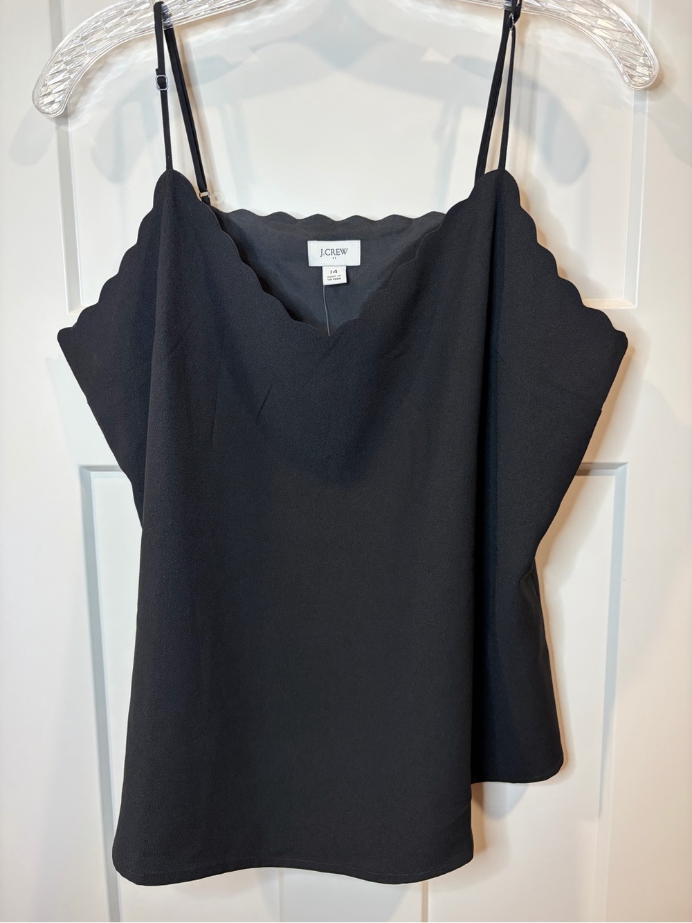 J. Crew Black Scallop-Edge Spaghetti Strap Camisole